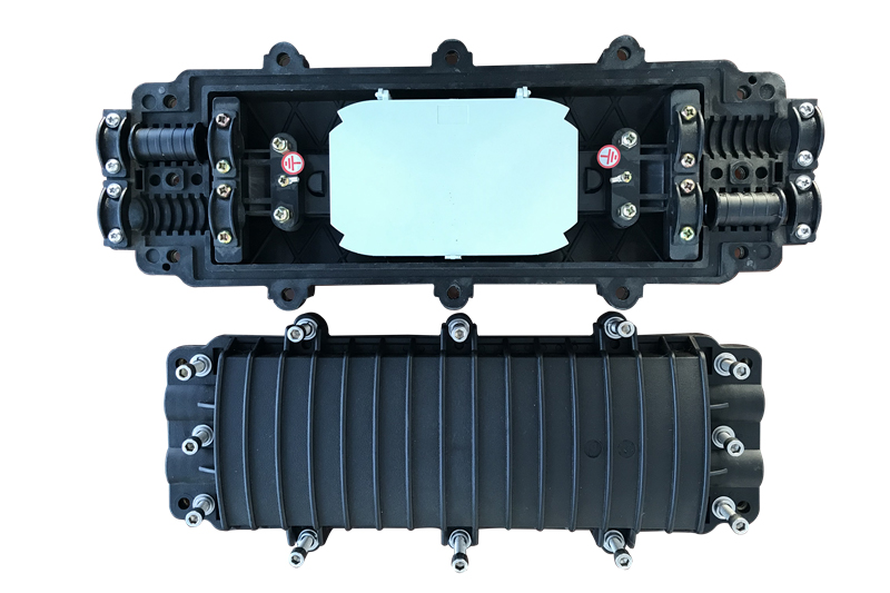 MDP-12-96A IP68 Waterproof Horizontal Fiber Optic Splice Closure with 96 Fiber Capacity and 12 Port Inline Type